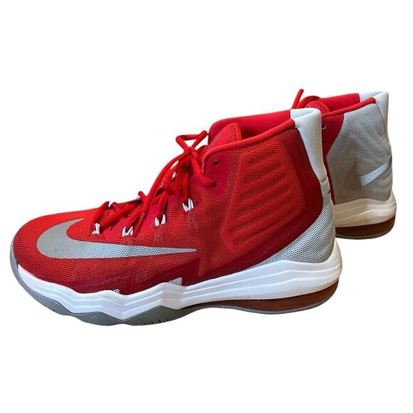 Nike Mens 843884-600 Air Max Audacity Red Gray Mid Top Basketball Shoes 8 - Picture 1 of 11